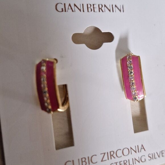 🎁Giani Bernini Cubic Zirconia & Enamel Hinge Hoop Earrings - Picture 7 of 7